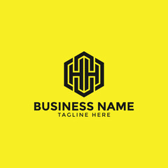 HH initial letters hexagonal shape monogram logo design template vector