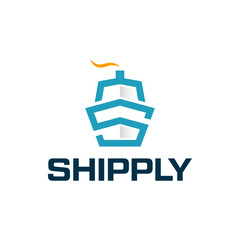 Simple S letter combination logo in the shape of a ship. This logo can be used for transportation service companies.