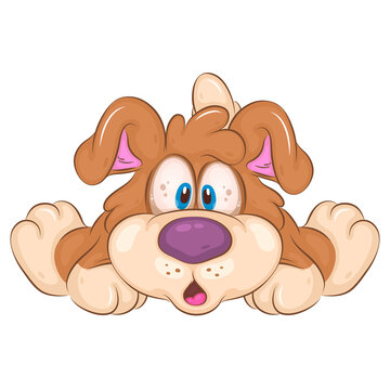 Cartoon Scared Dog. Clipart. A cute cartoon illustration of a dog cuddled up to the ground in fear. Unique design, Children's mascot.