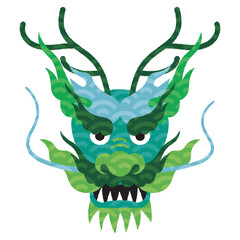 カラフルな龍の顔のイラスト　年賀状イラスト