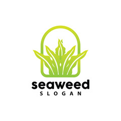 Seaweed Logo, Underwater Plant Vector, Simple Leaf Design, Illustration Template Symbol Icon