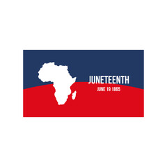 Fototapeta premium Juneteenth Independence Day. Freedom or Emancipation day. Annual american holiday. A flag in a blue and red colors. Silhouette of the African continent. Vector illustration.