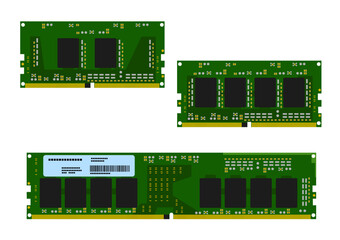 半導体メモリDRAM基板のイラストセット