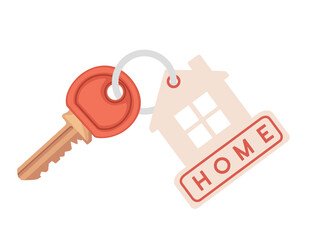 Home keychain with key vector illustration isolated on white background