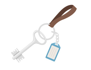 Home keychain with key and tag vector illustration isolated on white background