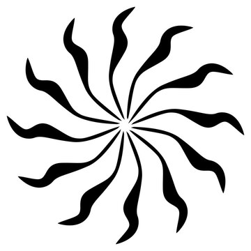 recommend clip art: Sun or flower shape silhouette isolated on white. Circular shape with petals. Clipart.