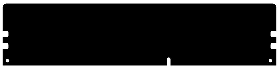 RAM for desktop computer silhouette, memory stick isolated on white background. Clipart.