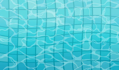 Water pool with ceramic tiles on bottom water texture vector illustration top view