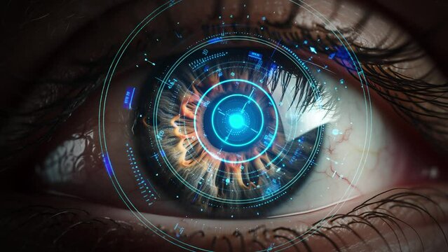Data technology eye. Some elements are made using images obtained with the help of generative Ai technologies. Generative AI