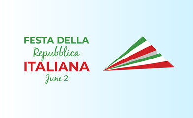Italian republic day, 2th June, festa della repubblica Italiana, bent waving ribbon in colors of the Italian national flag. Celebration background