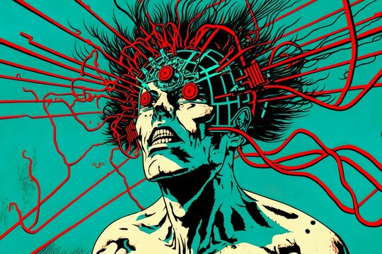 Cyborg retro art made with Ai generative technology