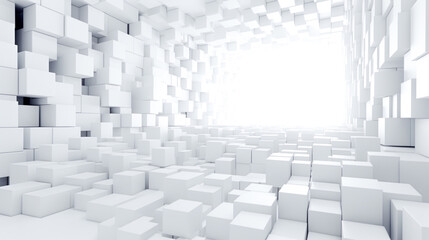 大量の白いキューブの部屋　Generative AI