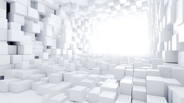 大量の白いキューブの部屋 Generative AI © AYANO
