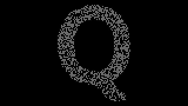 Twisting Digital Grid Alphabet Letter Q Animation