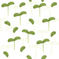 Seamless pattern microgreen superfood sprouts sunflower healthy nutrition vector illustration on white background