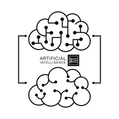  Artificial intelligence brain with microchip  icon.