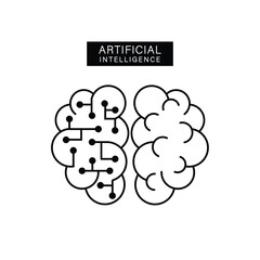  Artificial intelligence brain with microchip  icon.