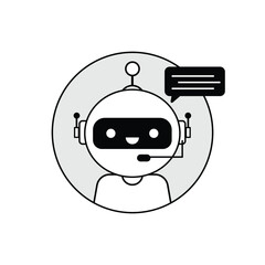 Robot icon t with speech bubble in circle vector illustration
