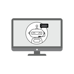  Artificial Intelligence Robot  on Computer Screen.