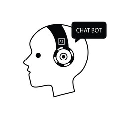 Robot icon t with speech bubble in circle vector illustration