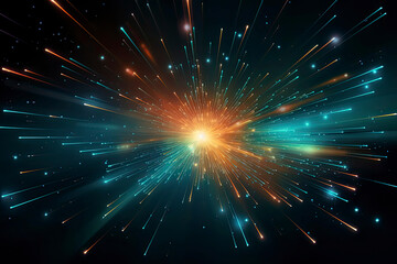 Fototapeta premium Abstract light rays effect with dots and sparks