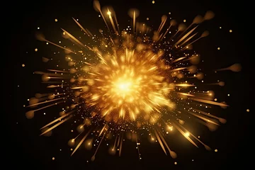 Foto op Plexiglas Abstract golden stars explosion with light effect © surassawadee
