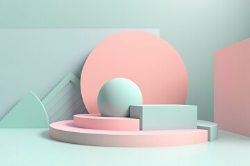 abstract pastel color geometric shape background, modern minimalist mockup for podium display