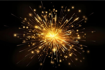 Fototapeta na wymiar Abstract golden stars explosion with light effect