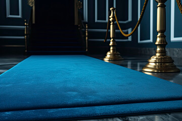 Blue carpet with podium