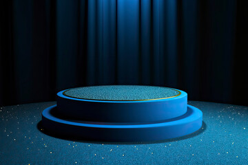 Blue carpet with podium
