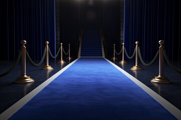 Blue carpet with podium