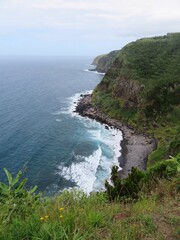 view of the coast of the sea at Pico Island, Azores - Portugal