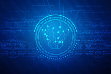 2d illustration Abstract futuristic electronic circuit technology background