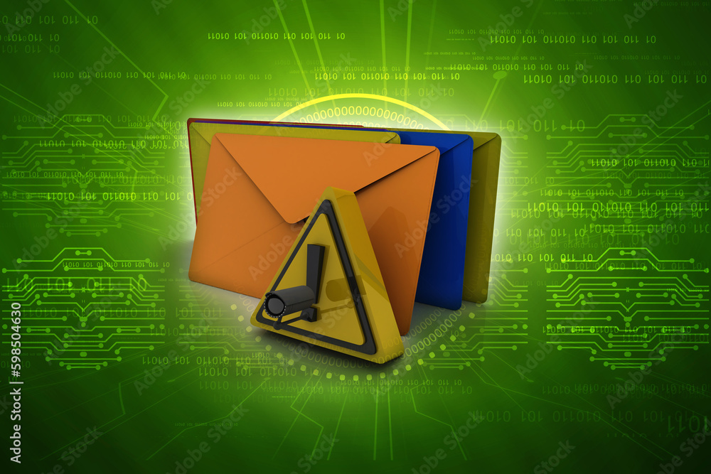 Poster 3d rendering envelope under cctv camera