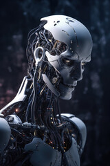 Cybernetic Wilderness: A Portrait of a Robot Face, Generative AI