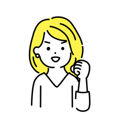 かわいい人物のイラストシリーズ。女性のオフィスワーカー。ガッツポーズ。　