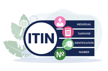 ITIN - Individual Taxpayer Identification Number acronym. business concept background. vector illustration concept with keywords and icons. lettering illustration with icons for web banner, flyer