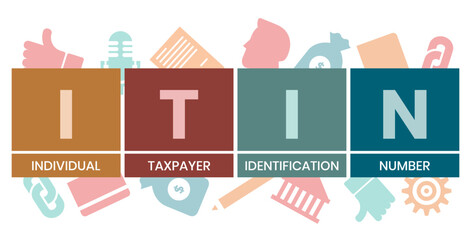 ITIN - Individual Taxpayer Identification Number acronym. business concept background. vector illustration concept with keywords and icons. lettering illustration with icons for web banner, flyer