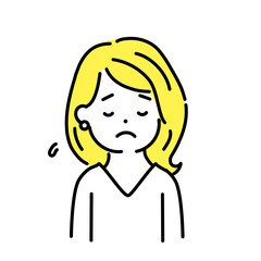 かわいい人物のイラストシリーズ。女性のオフィスワーカー。落ち込む。　