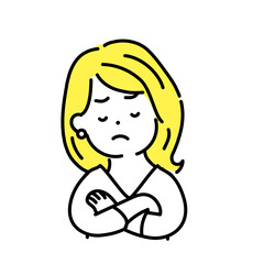 かわいい人物のイラストシリーズ。女性のオフィスワーカー。考える。　