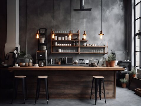 Generative Ai: Interior of Coffee Shop