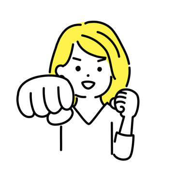 recommend clip art: かわいい人物のイラストシリーズ。女性のオフィスワーカー。パンチ。　