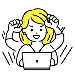 かわいい人物のイラストシリーズ。女性のオフィスワーカー。捗る。　