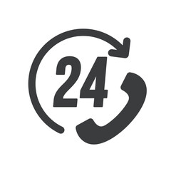24 Hour Support Isolated Vector Icon