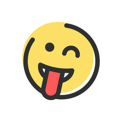Winking Emoji with Tongue Isolated Vector Icon
