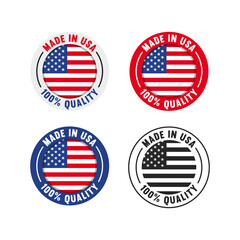 Made In USA, United States of America Vector Label Set
