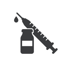Bottle of Vaccine and Syringe Isolated Vector Icon