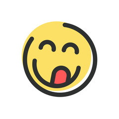 Smiling Face Savouring, Licking Lips Isolated Vector Icon