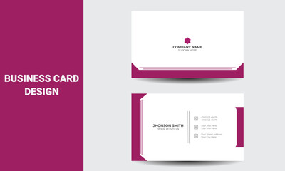 Fototapeta premium Modern And creative simple business card template. white and purple color with simple mockup.