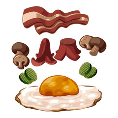 English breakfast vector illustration.